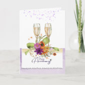 Carte d'anniversaire de mariage Fleurs aquarelles (Devant)