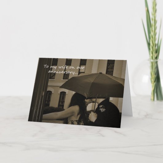 Carte d'anniversaire de mariage parapluie pour un (Devant)