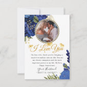 Carte d'anniversaire de mariage Photo Or Fleurs Bl (Devant)