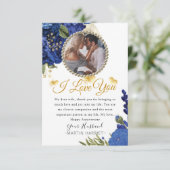 Carte d'anniversaire de mariage Photo Or Fleurs Bl (Debout devant)