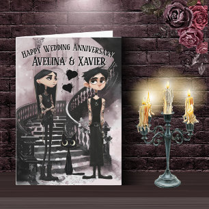 Carte d'anniversaire de mariage pour couple gothiq