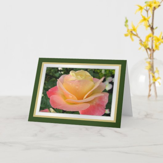 Carte d'anniversaire de mariage pour femme - rose (Fleur jaune)