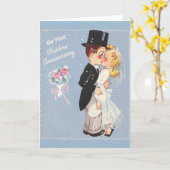 Carte d'anniversaire de mariage rétro (Fleur jaune)