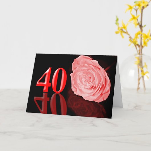 Carte d'anniversaire de mariage Rubis (40 ans) (Fleur jaune)