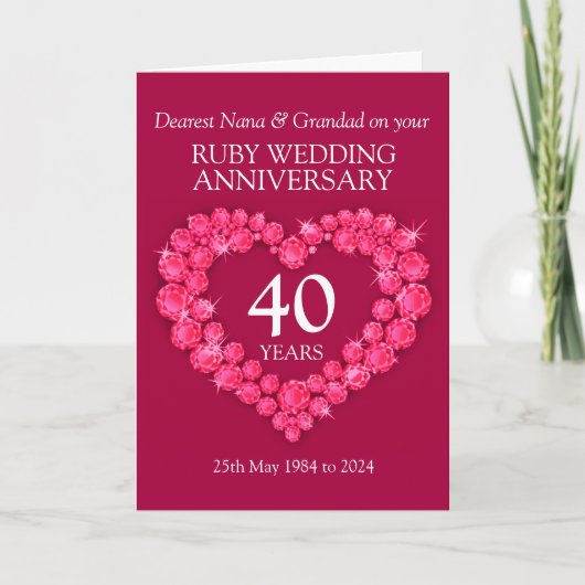 Carte d'anniversaire de mariage rubis pour grands- (Devant)