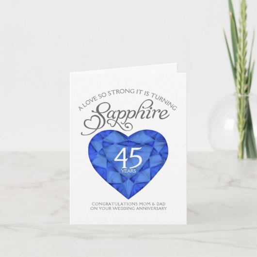 Carte d'anniversaire de mariage saphir 45 ans d'am (Devant)