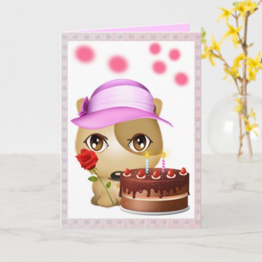 Carte d'anniversaire de marionnette (Fleur jaune)