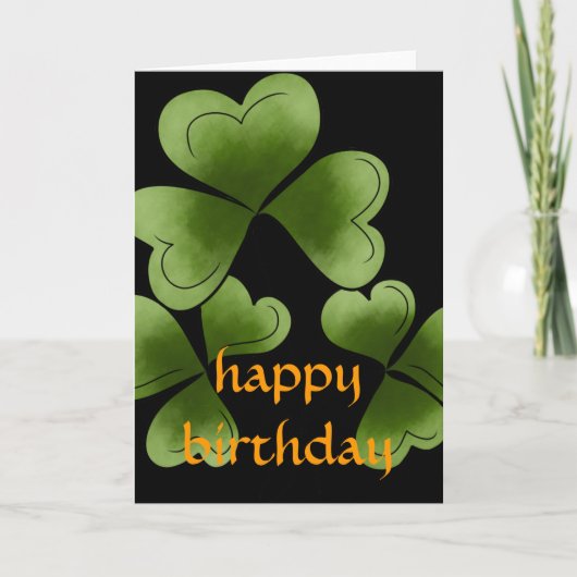 Carte d'anniversaire de mars heureuse shamrock (Devant)