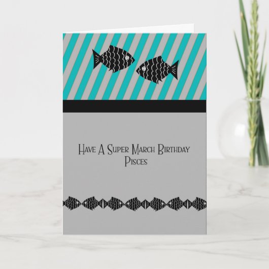 Carte d'anniversaire de mars pour les poissons (Devant)