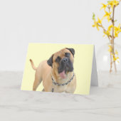 Carte d'anniversaire de mastiff par le foyer pour (Fleur jaune)