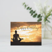 Carte d'anniversaire de méditation Yoga silhouette (Debout devant)