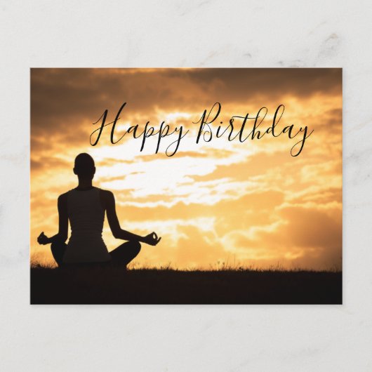 Carte d'anniversaire de méditation Yoga silhouette (Devant)