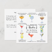 Carte d'anniversaire de meilleure amie cocktail (Devant / Derrière)