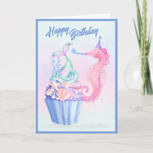 Carte d'anniversaire de Mermaid Tail Cupcake