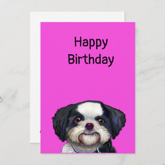 Carte d'anniversaire de mignonette Chien Chien (Devant / Derrière)