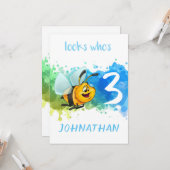 Carte d'anniversaire de mignonne abeille (Devant/Arrière en situation)