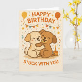 Carte d'anniversaire de mignonne chiot - Adorable (Fleur jaune)