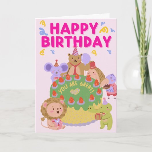 Carte d'anniversaire de mignons animaux (Devant)