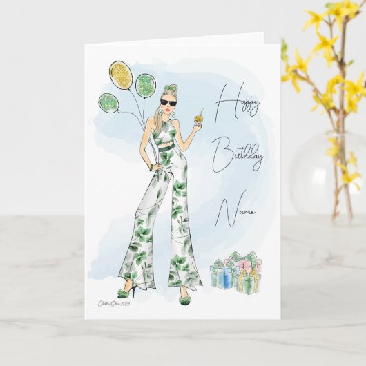 Carte d'anniversaire de mode (Fleur jaune)