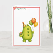 Carte d'anniversaire de monstre vert mignon (Dos)