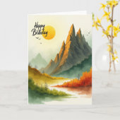 Carte d'anniversaire de montagne (Fleur jaune)