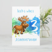 Carte d'anniversaire de MOOSE mignonne bleue (Debout devant)