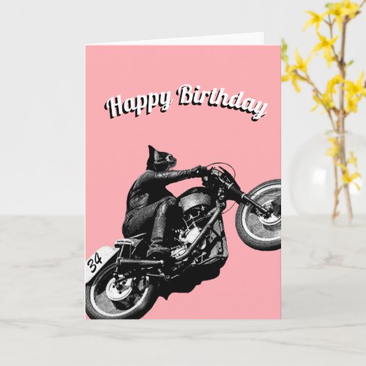 Carte d'anniversaire de motard (Fleur jaune)