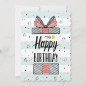 carte d'anniversaire de motif rayé bleu et blanc (Dos)