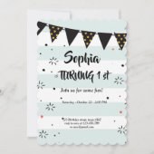 carte d'anniversaire de motif rayé bleu et blanc (Devant)