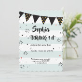 carte d'anniversaire de motif rayé bleu et blanc (Debout devant)