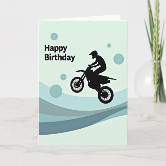Carte d'anniversaire de moto de saut d'aventure (Devant)