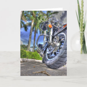 Carte d'anniversaire de moto tropicale