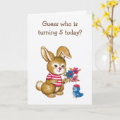 Carte d'anniversaire de naissance de chouette lapi (Fleur jaune)