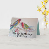 Carte d'anniversaire de naissance de deux Rosella  (Fleur jaune)