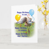 Carte d'anniversaire de Nephew avec oiseaux de gru (Fleur jaune)