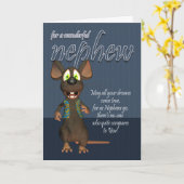 Carte d'anniversaire de neveu - avec la souris (Fleur jaune)