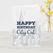 Carte d'anniversaire de New York City de chat de (Fleur jaune)