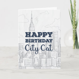 Carte d'anniversaire de New York City de chat de