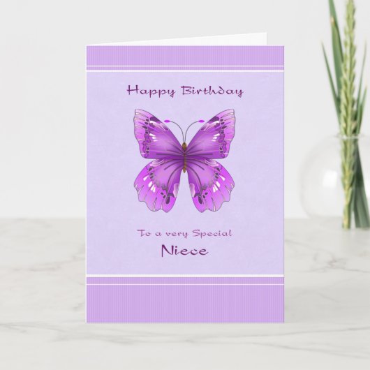 Carte d'anniversaire de nièce - papillon pourpre (Devant)