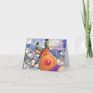 Carte d'anniversaire de Noël avec Happy Reindeer F