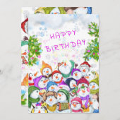 Carte d'anniversaire de Noël avec Happy Snowmans P (Devant / Derrière)