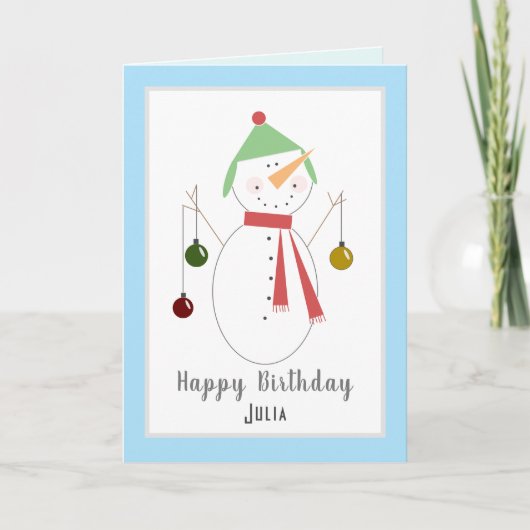 Carte d'Anniversaire de Noël du Chou Snowman (Devant)