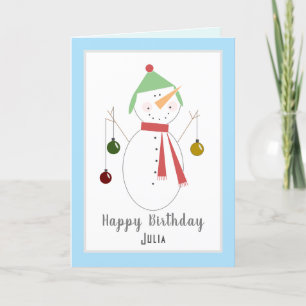 Carte d'Anniversaire de Noël du Chou Snowman