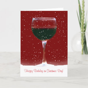 Carte d'anniversaire de Noël du vin