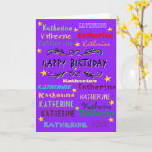 Carte d'anniversaire de nom personnalisé- multiple (Fleur jaune)