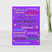 Carte d'anniversaire de nom personnalisé- multiple