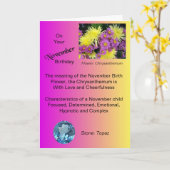 Carte d'anniversaire de novembre - Chrysanthemum e (Fleur jaune)