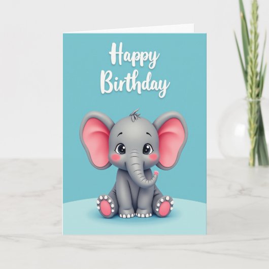 Carte d'anniversaire de pachyderme mignonne (Devant)