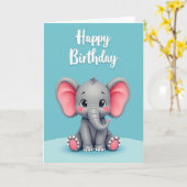 Carte d'anniversaire de pachyderme mignonne (Fleur jaune)