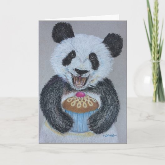 Carte d'anniversaire de panda de petit gâteau (Devant)